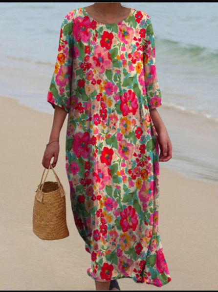 Women Long Sleeve V-neck Graphic Floral Printed Top