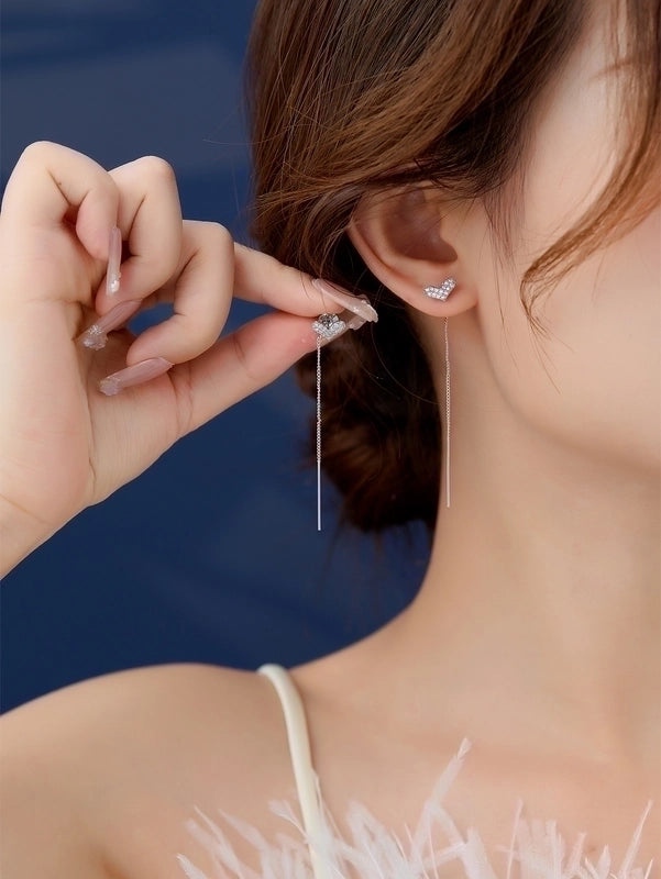 1 Pair Fairy Style Casual Heart Shape Solid Color Inlay Copper Zircon Drop Earrings