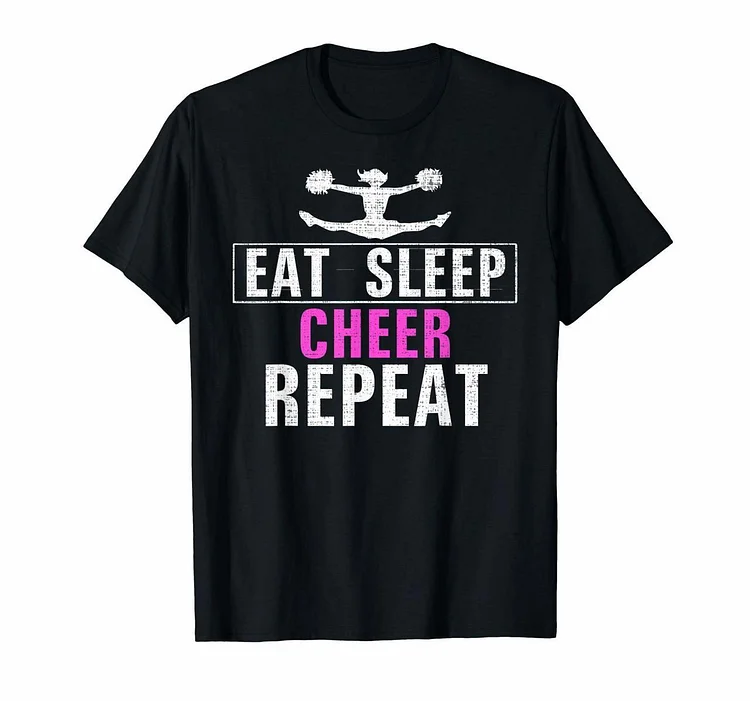 Vintage Eat Sleep Cheer Repeat Funny Cheerleading Love Gift T-Shirt - Heather Prints Shirts