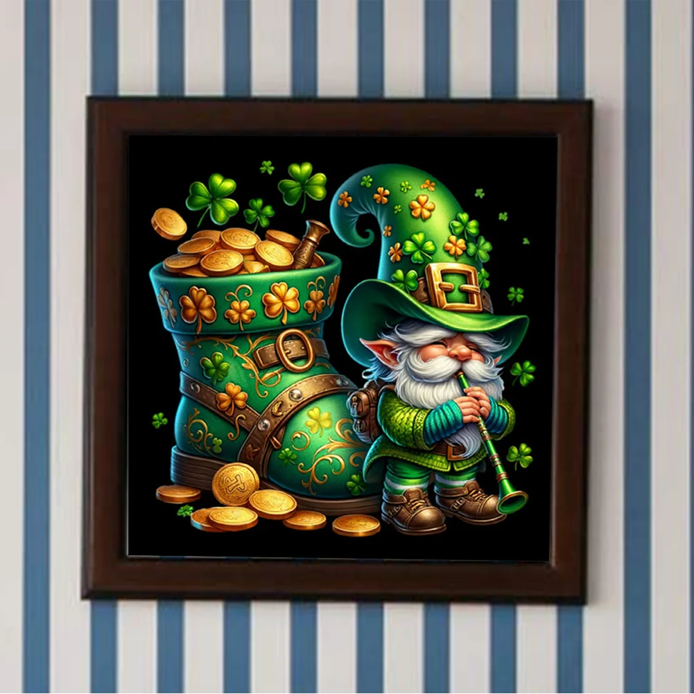 Diamond Painting - Full Square Drill - St. Patrick Day Gnome(Canvas|45*45cm)