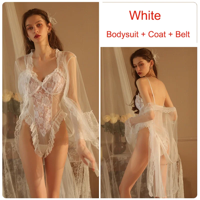 Billionm pic set Ladies Lingerie Deep V Lace Temptation Sleep Dress Mesh Loose Night Dress Nighties Nightgown Summer Women Sleepwear