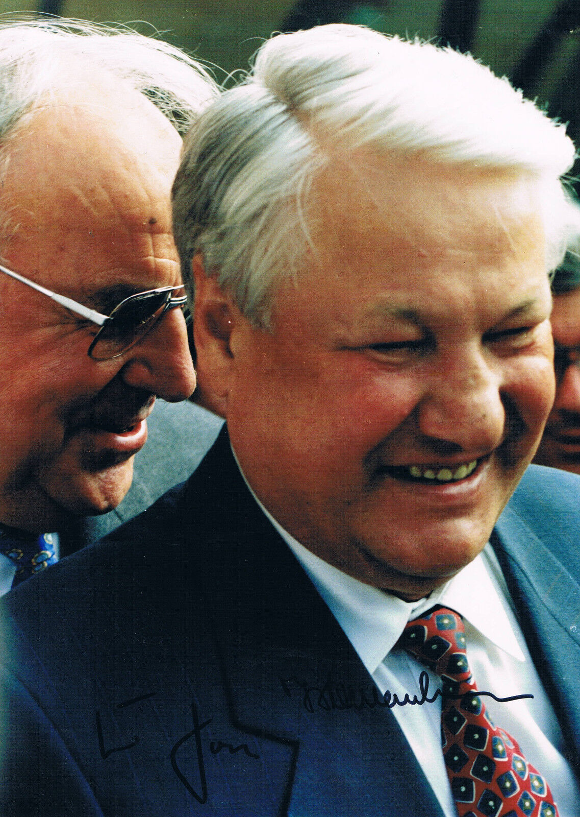Russia Boris Yeltsin 1931-2007 & Helmut Kohl 1930-2017 autograph 8x12