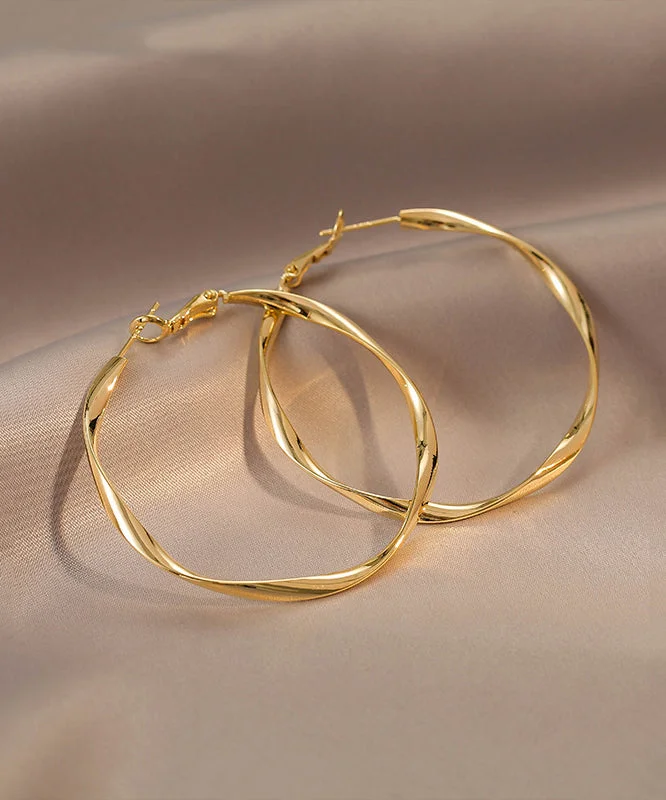 Casual Gold Overgild Circle Hoop Earrings