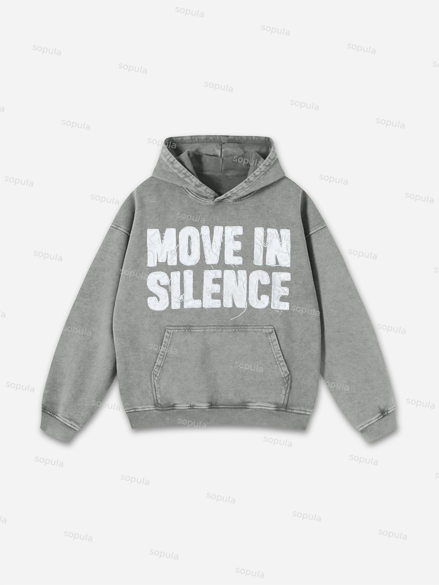 Sopula Vintage Move In Silence Graphic Acid Washed Oversized Hoodie