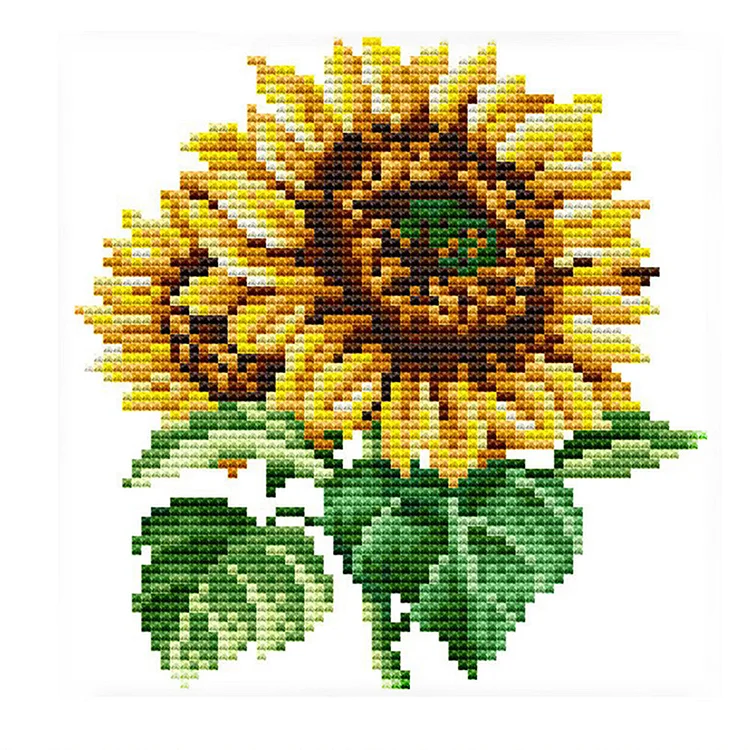 Flowers Sunflower 14CT Printed Cross Stitch Kits (17*17CM) fgoby