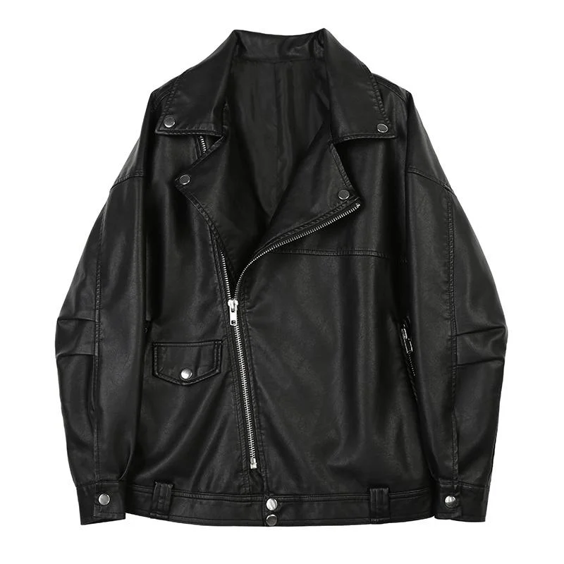 Fitaylor Autumn Women Faux Leather Jacket Casual Loose Soft Pu Motorcycle Punk Leather Coat Female Zipper Rivet Outerwear