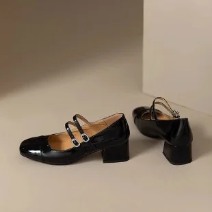 Uveng Uveng Heel High-Heeled Women's Skirt Temperament Silver Single Shoes 2024 New Spring And Autumn French Mary Jane Small Leather Shoes