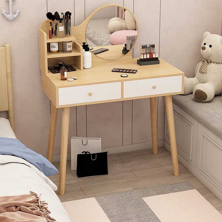 GLVEE Minimalist  Log Dressing Table With Drawers