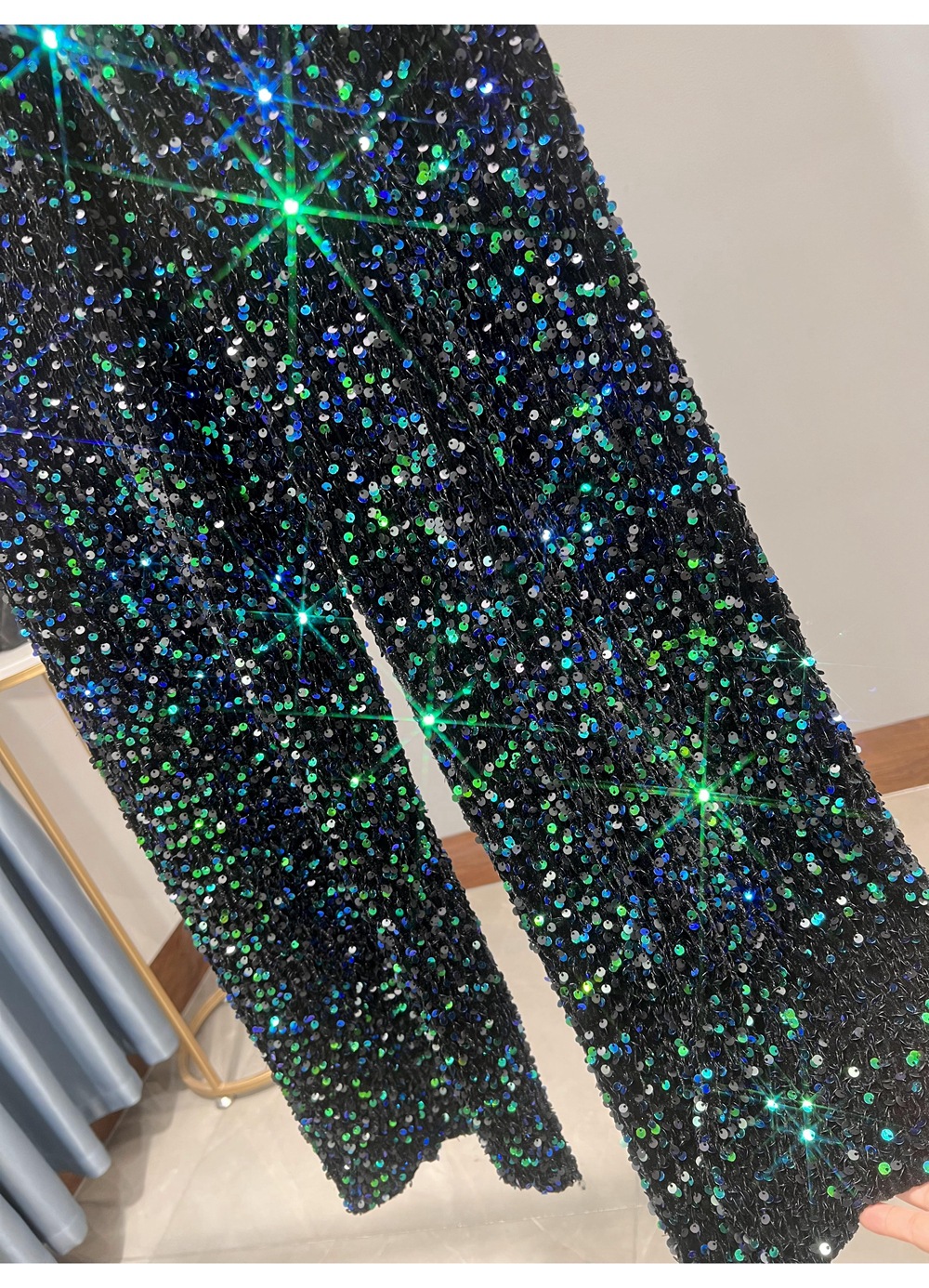 Ootddress Casual Sequin For Women Straight Legg Trousers High Waist Glitter Streetwear Fashion Solid Slim Wide Leg Women's Y2K Pants