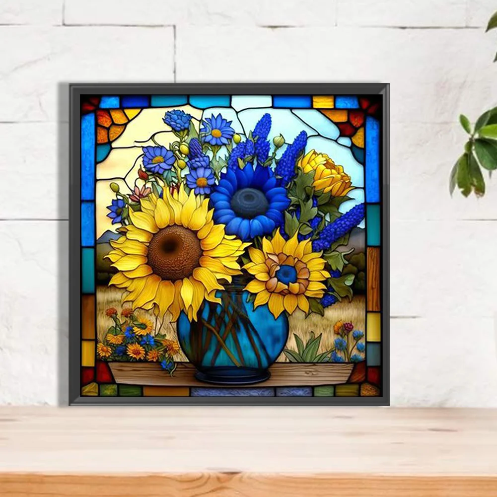 Diamond Painting - Full Round Drill - Stained Glass Sunflower(35*35cm)