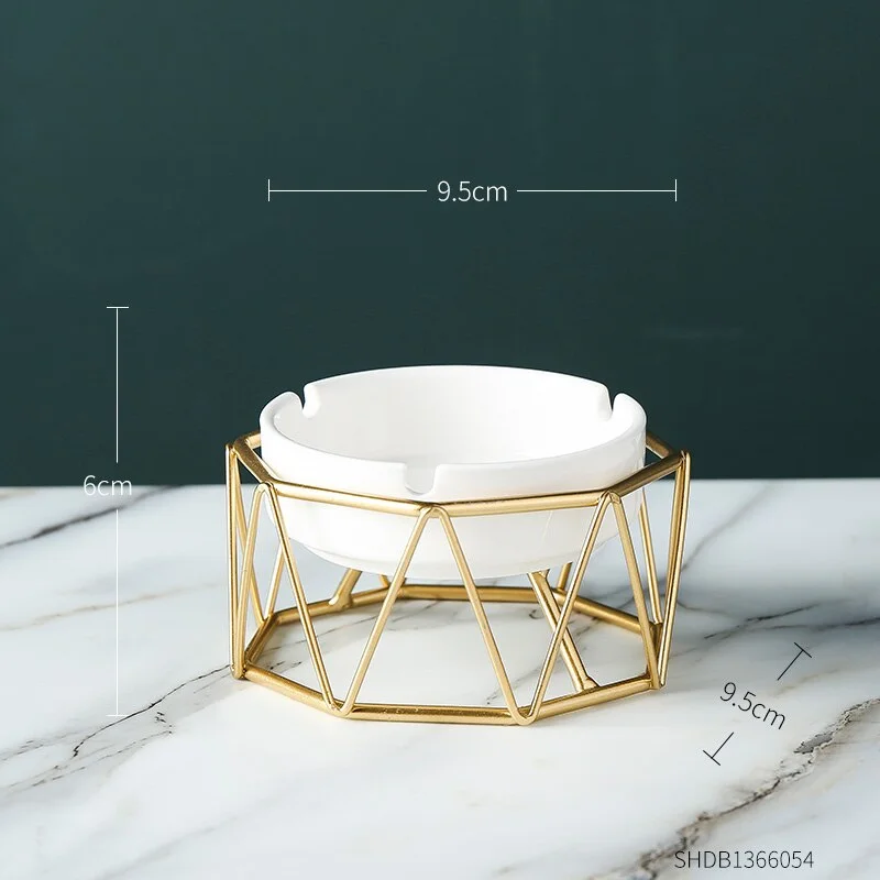 Nordic Iron Ceramic Ashtray Simple Modern Design Living Room Home Decoration Crafts Portable Ashtray Gift for Boyfriend