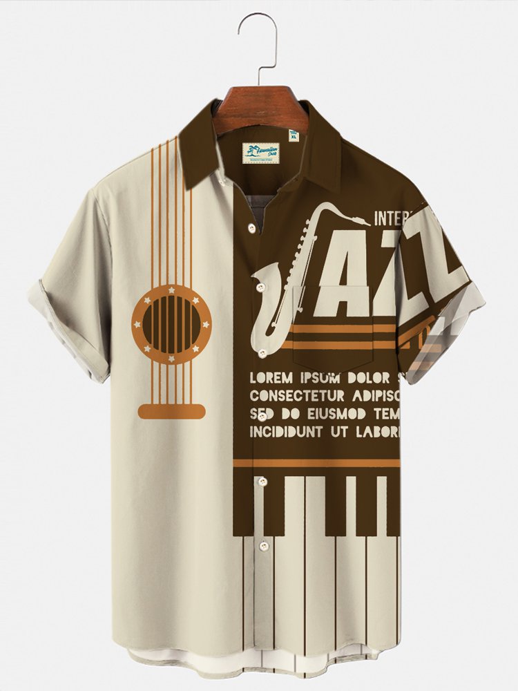 Men's Classic Vintage Jazz Festival Graphic Short Sleeve Shirt - Flawed PLUSCLOTHESMAN