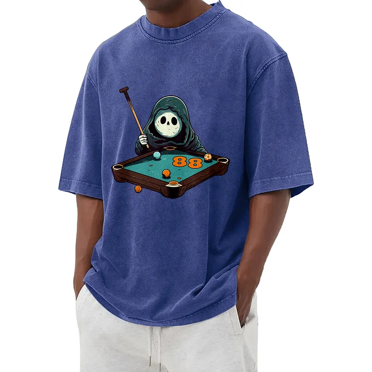 Fun and Cute Ghost Graphic Washed T-Shirt 007