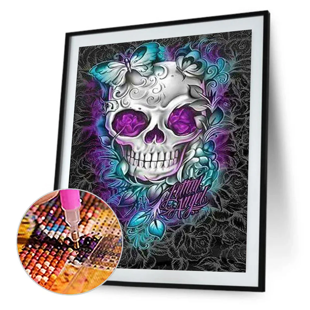 Rose Skull Diamond Painting Kits Full Round Drill Home Wall Art Decor
