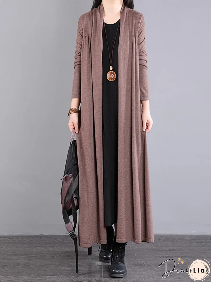 Women Autumn Loose Solid Long Knited Cardigans