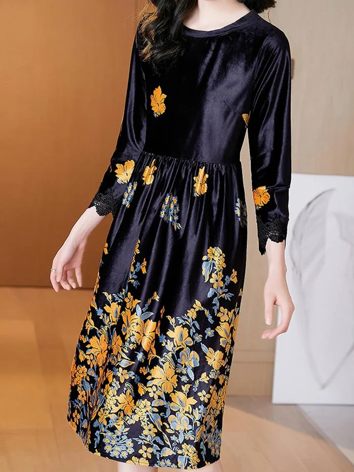 Elegant and Fashionable Gold Velvet Dress