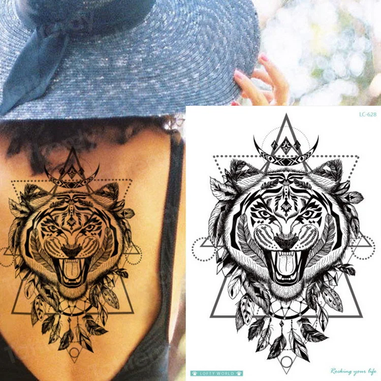 Tiger Skull Leopard dragon Waterproof Temporary Tattoo Sticker Wolf Animals Tattoos Body Art Arm Hand men Fake Tatoo Big Sexy