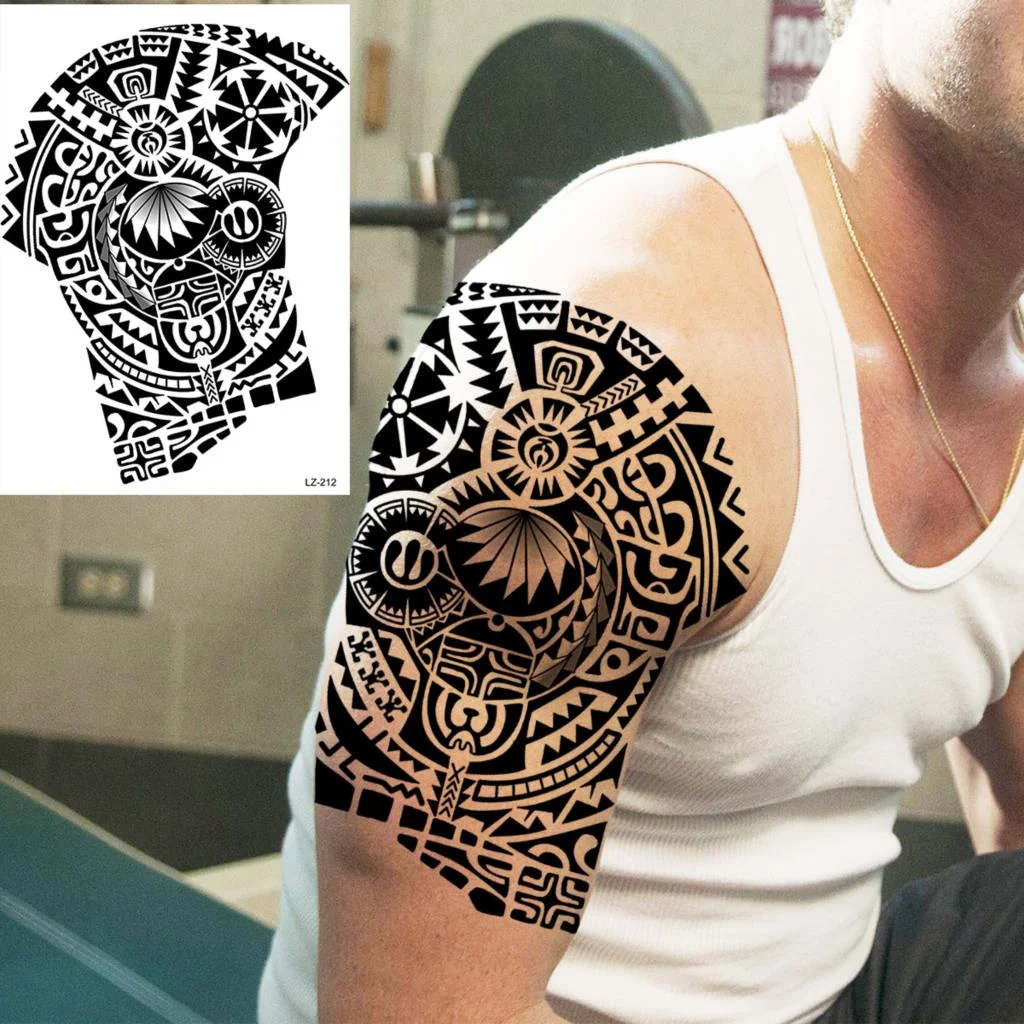 Sdrawing Cuttlefish Skeletion Scary Temporary Tattoos For Men Women Pirate Tiger Skull Totem Fake Tattoo Sticker Tatoos Octopus