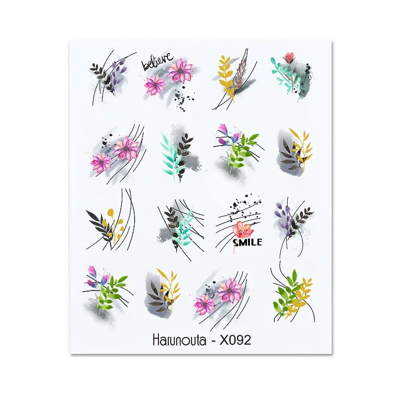 1PC Avocado/Watermelon/Orange Nail Stickers Summer Fruit Leaves Transfer Decals Sliders For Nails DIY Decoration Manicures-Nail Inspo