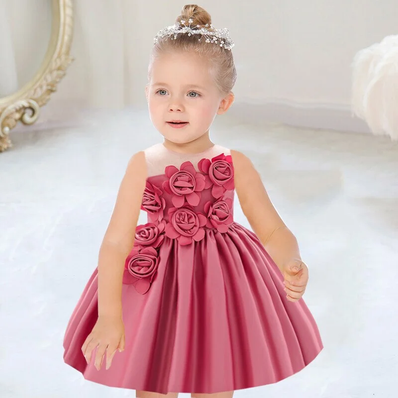 Toddler Girls 1st Birthday Party Dress Elegant Sequin Evening Princess Gown Infant Girl Pink Bow Wedding Kids Clothing Costumes L2312xz I.413410746