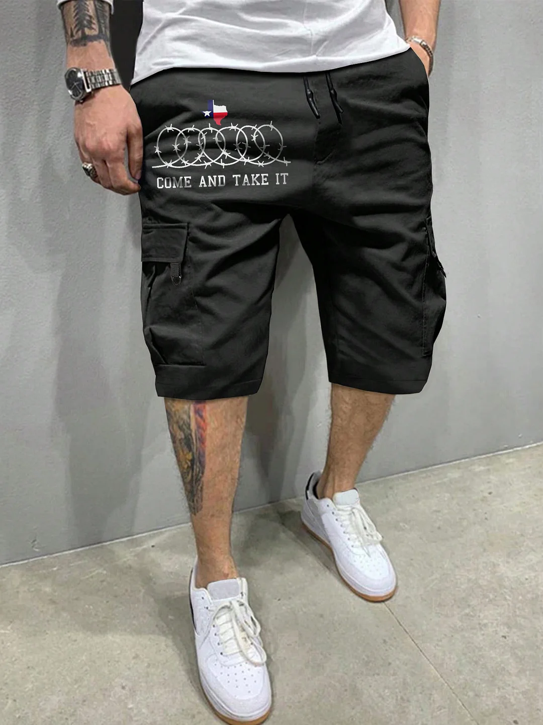 Men's Texas Come And Take It Print Casual Cargo Shorts