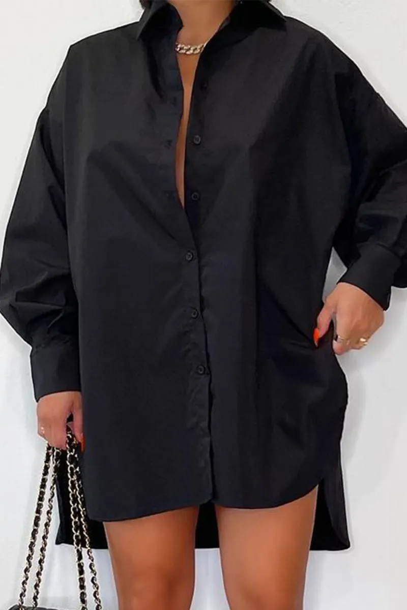 Goosudu Sexy Casual Solid Split Joint Buckle Turndown Collar Three Quarter Two Pieces main image 1