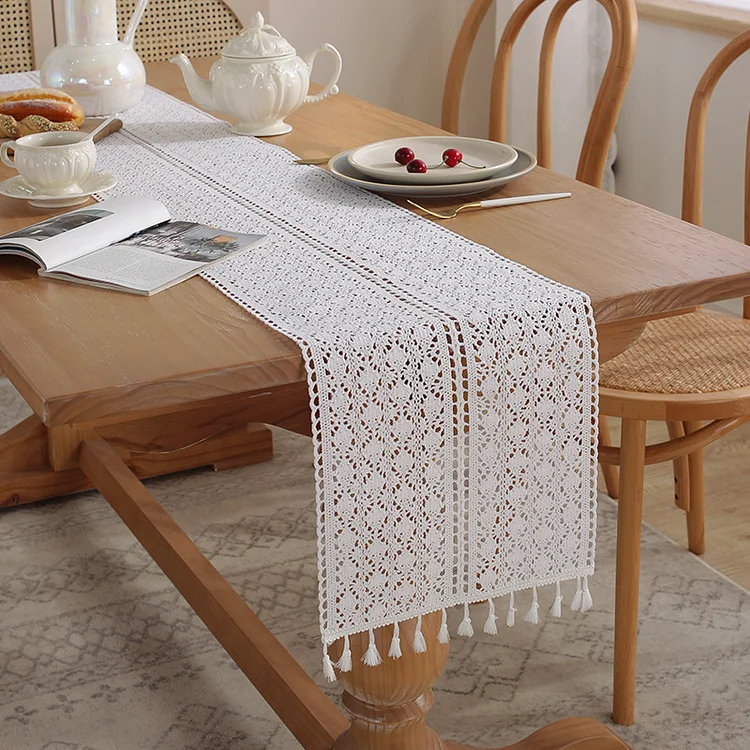 French Luxury Table Flag Hollow Tea Table TV Cabinet Decorative Cover Cloth Long Table Cloth 