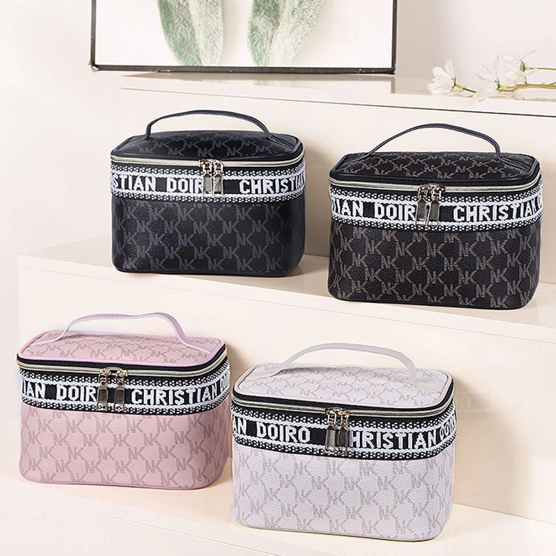 Vintage Style Letter Pu Leather Square Makeup Bags