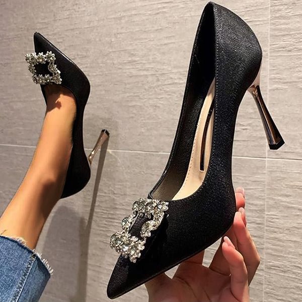 Susiecloths Suede Pointed Toe Stiletto High Heels Slip-on Dress Pumps