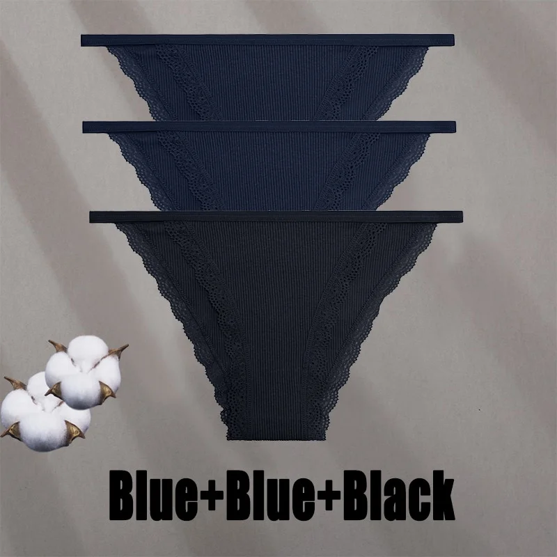 Billionm Women Sexy Lace Panties Cotton Breathable Underwear G-String Intimates Lingerie Female Solid Color Soft Underpants