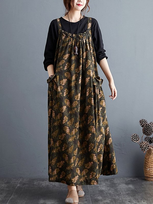Original Ramie Cotton Floral Printed Maxi Dress main image 1