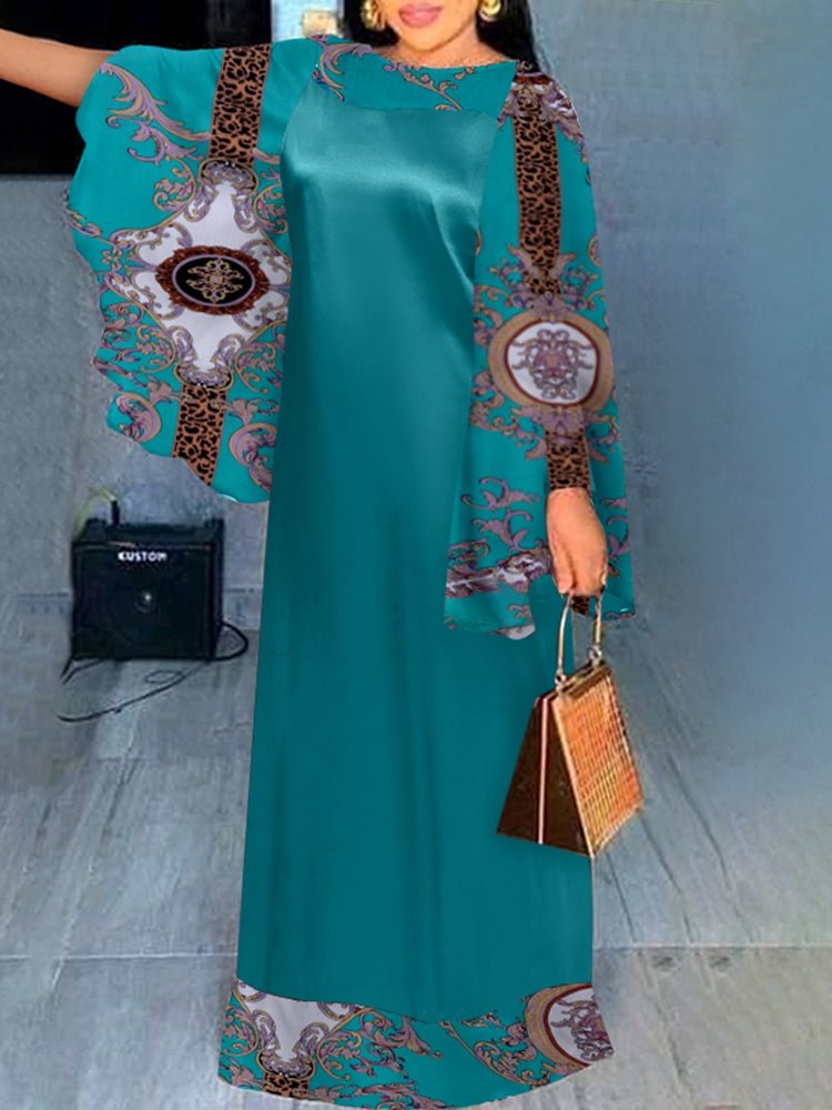 Stitching long sleeves A-line women's dress QueenFunky