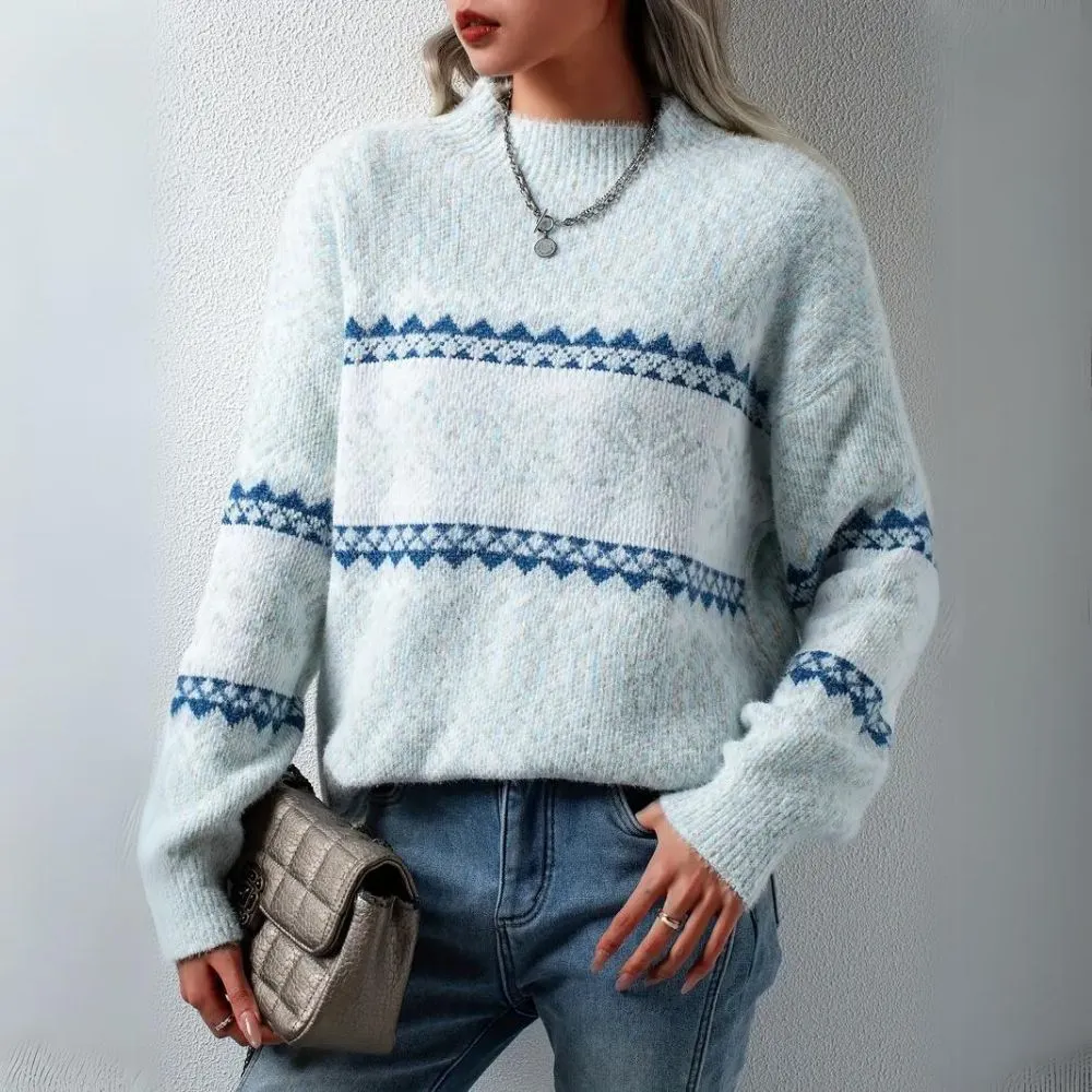 Groovy Blue Round Neck Sweater