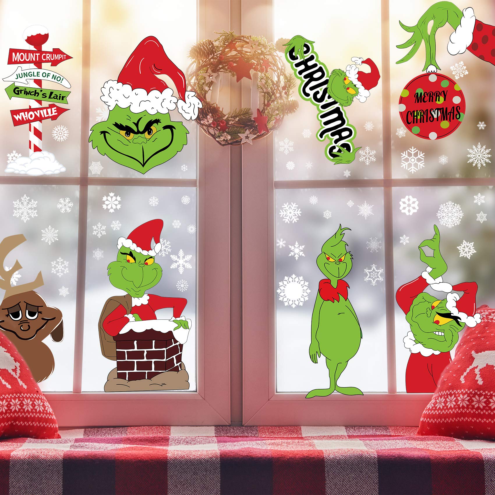 Grinch Window Clings Christmas Decorations Grinch stickers Decal Home School Off 