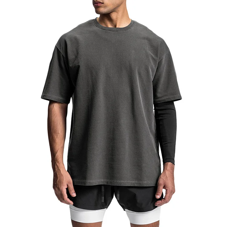 Men's Loose Dropped Round Neck Sports Outdoor T-Shirt