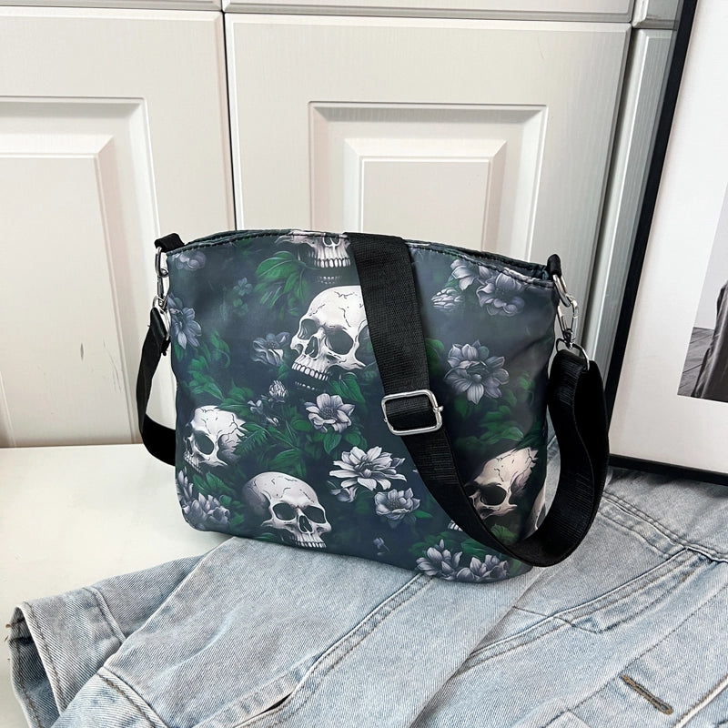 Halloween Women’s Skull Streetwear Square Zipper Shoulder Bag Underarm Bag