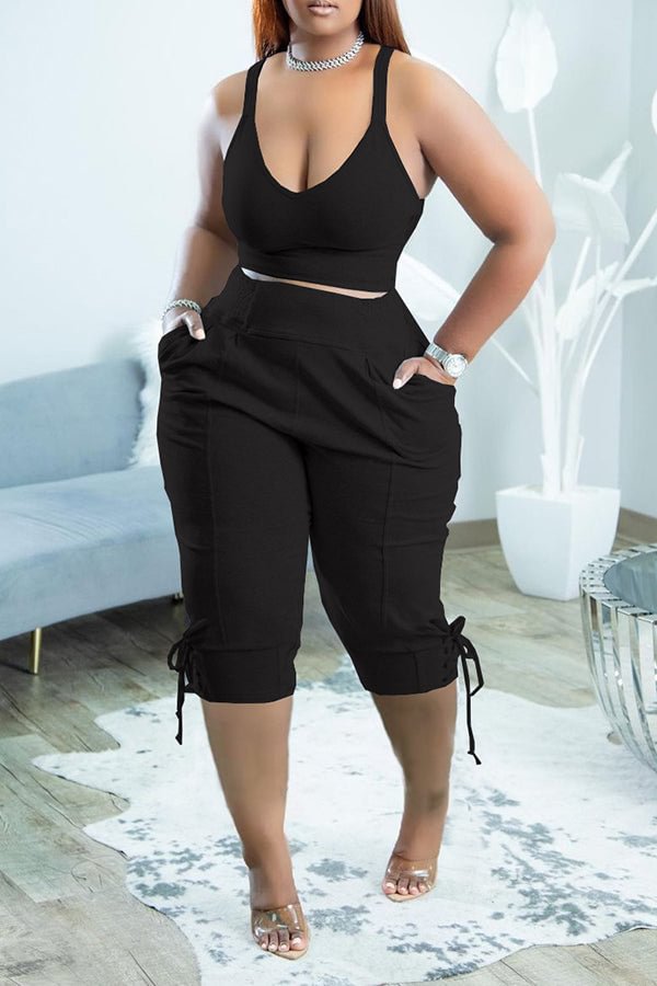 Tank Top Drawstring Cropped Pants Set