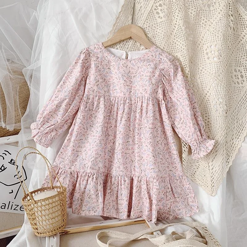 2-7T Toddler Kid Baby Girl Clothes Spring Summer Floral Dress Elegant Cute Sweet Flower Print Sundress Lovely Infant Outfit