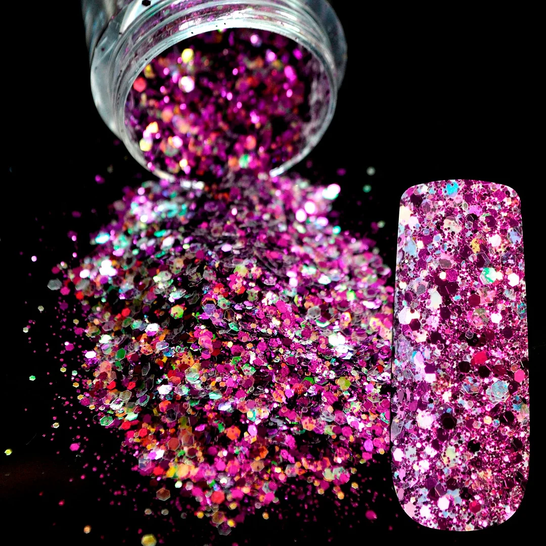 Snow White Glitter Nail Art Tool DIY Glitter Mix Manicure 3D Powder Small Pentagon Sequins Nail Supplies Decoration 270-Nail Inspo