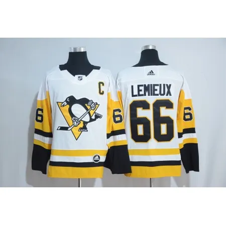Men's Pittsburgh Penguins #66 Mario Lemieux  White Road Authentic Stitched NHL Jersey