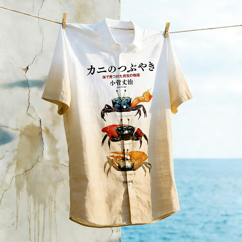 Comstylish Japanese Art Gradient Vacation Print Shirt