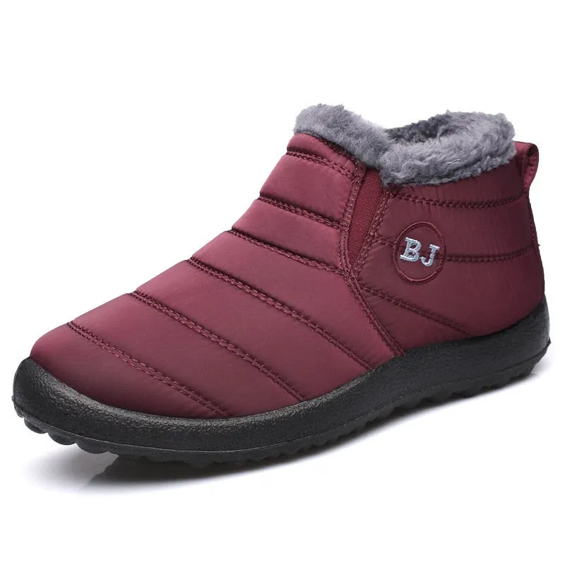 Lucyever 2021 Winter Keep Warm Snow Boots Women Waterproof Non-slip Plush Ankle Boots Woman Flat Thicked Cotton Patten Shoes