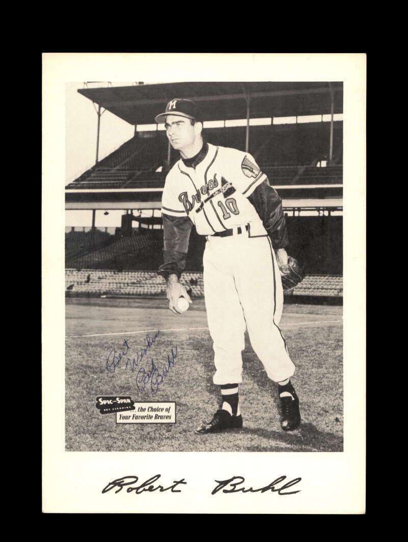 Bob Buhl JSA Coa Signed 7x10 Photo Poster painting 1953 Milwaukee Braves Spic And Span Autograph