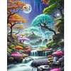 Moonlit Falls Full 11CT DIY Stamped Needlework Embroidery Kit 15.74x19.68inch Embroidery Needlepoint Starter Kits Cross Stitch Art and Crafts Kits for Beginners Adults Home Decor