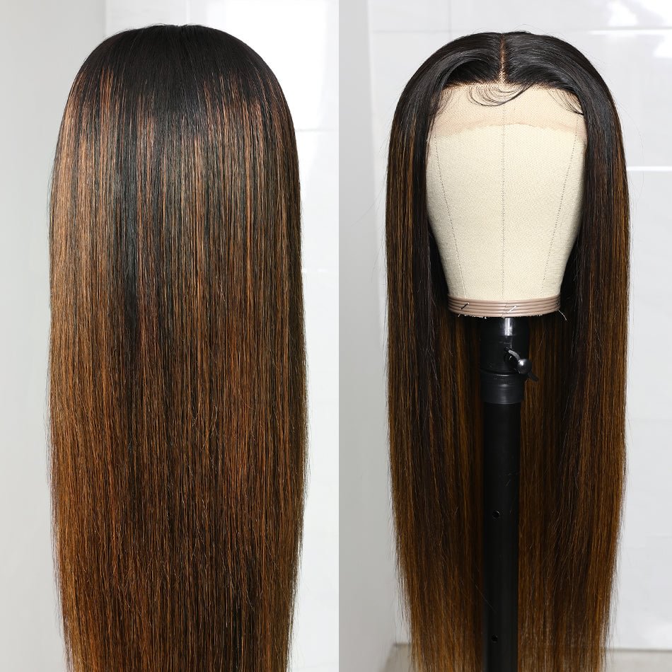 Junoda Hair T Part Lace Highlight Wig Straight Human Hair Wigs Brazilian Hair