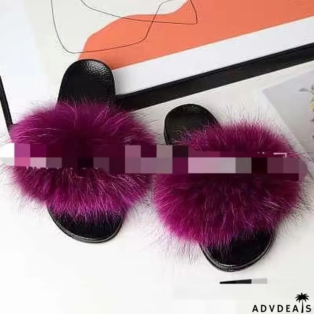 Furry Slippers Flat Half-drag Slippers
