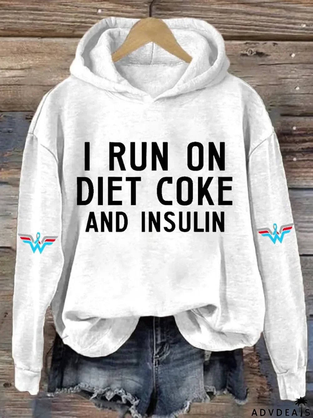 Women's Casual I Run On Diet Coke And Insulin Printed Hooded Sweatshirt