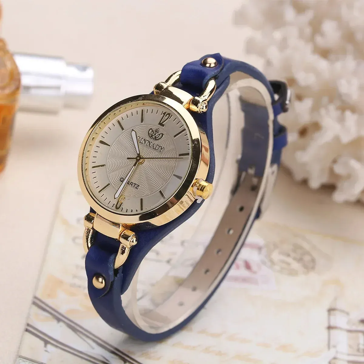 Women's Gold-Tone Watch &ndash; Vegan Leather Strap Dress Timepiece &ndash; view 2