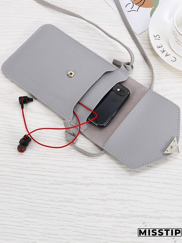 Metal Heart Decor Flap Crossbody Bag