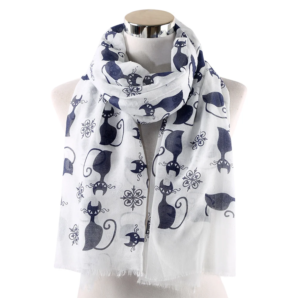 Women's Cute Cat Printed Cozy Shawl Scarf